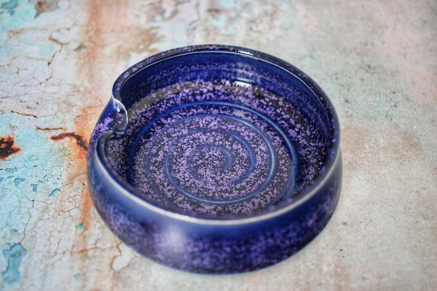 Ceramic Tea Bag Holder, Teaspoon Rest, Purple, Little Pottery Dish, 9cm dia, Pots About Pottery
