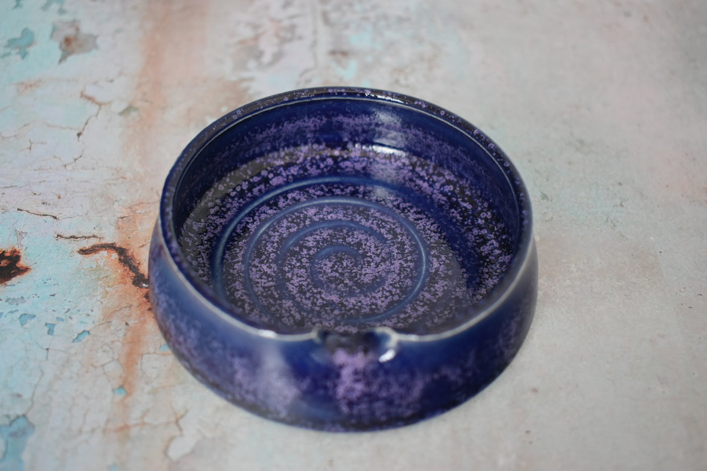 Ceramic Tea Bag Holder, Teaspoon Rest, Purple, Little Pottery Dish, 9cm dia, Pots About Pottery