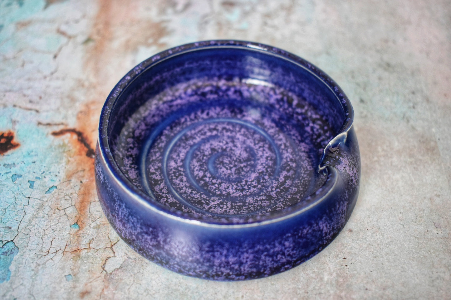 Ceramic Tea Bag Holder, Teaspoon Rest, Purple, Little Pottery Dish, 9cm dia, Pots About Pottery