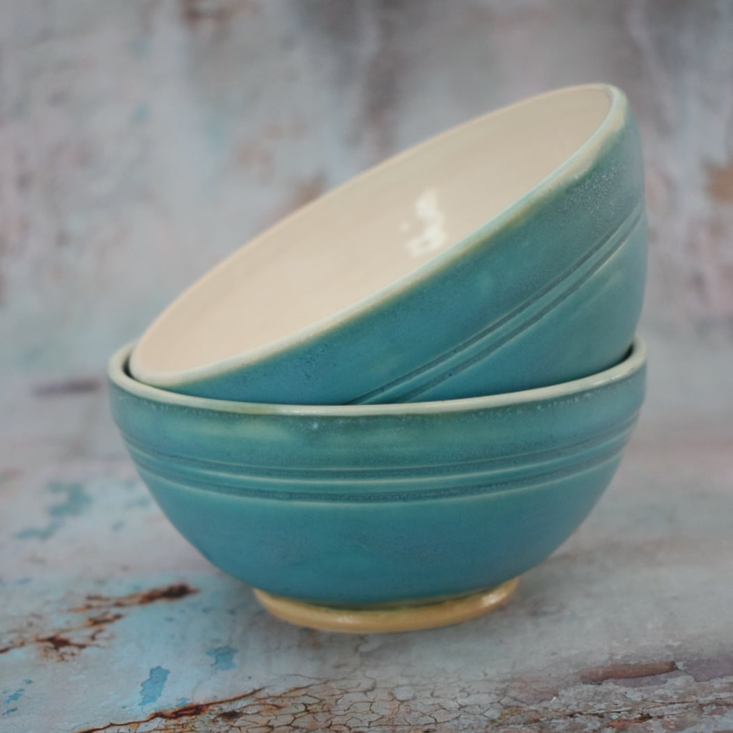 Ceramic Bowl, Turquoise Blue Matte Glaze, Desert, Pottery Bowl, 13 cm dia, Pots About Pottery