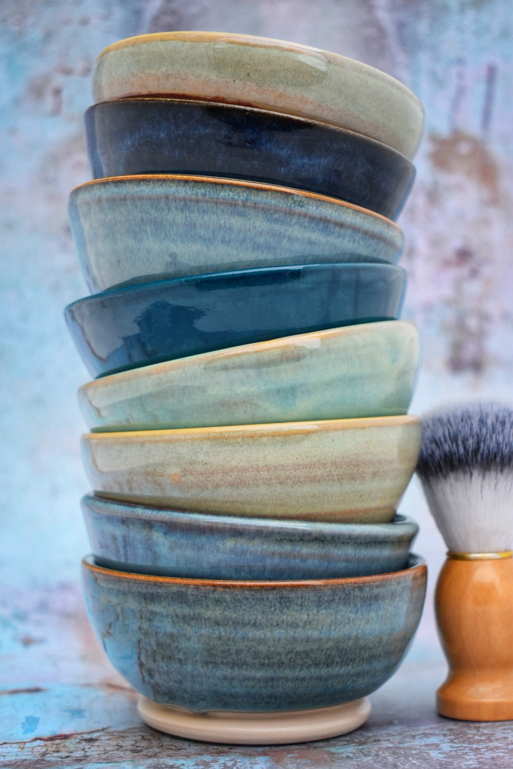 Ceramic Shaving Bowl, Blue Green glaze, Lather Bowl for Traditional Shave, Suribachi