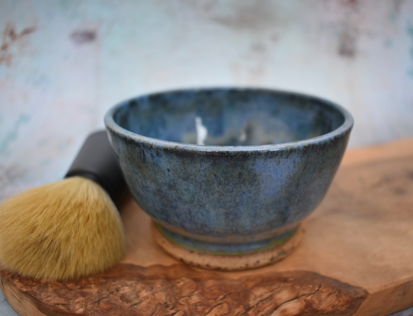 Ceramic Shaving Bowl, Blue Green glaze, Lather Bowl for Traditional Shave, Suribachi