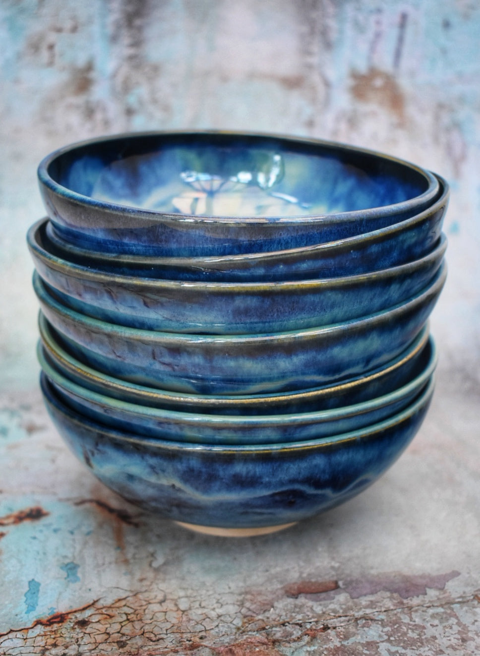 Ceramic Bowl, Blue Glaze, Desert, Pottery Bowl, 16cm dia, Pots About Pottery