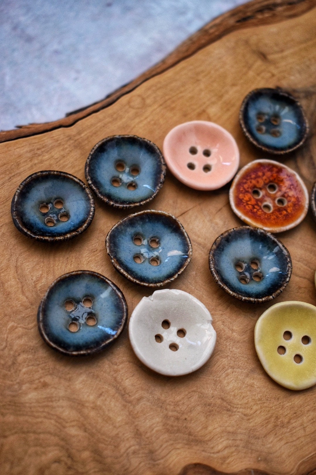 Ceramic Buttons, various colours, unique pottery, rustic, handmade stoneware, knitting, crochet sewing craft haberdashery Pots About Pottery